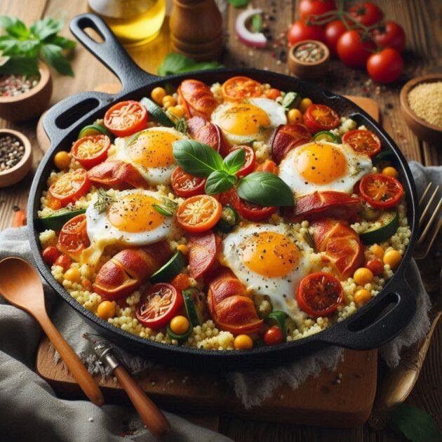 Cuscuz de Frigideira Recheado - 1 Prato Versátil e Delicioso 1 Cuscuz de Frigideira Recheado